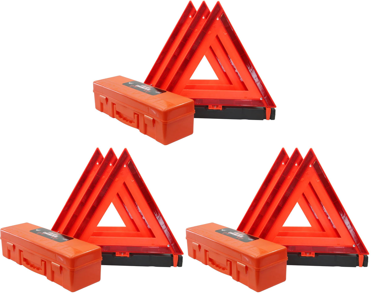 Safety Triangles DOT Approved, Standard Warning Triangles Enmergency Reflector, Emergency Triangles for Vehicles with Carry Case(3 Pack,Without Sand)