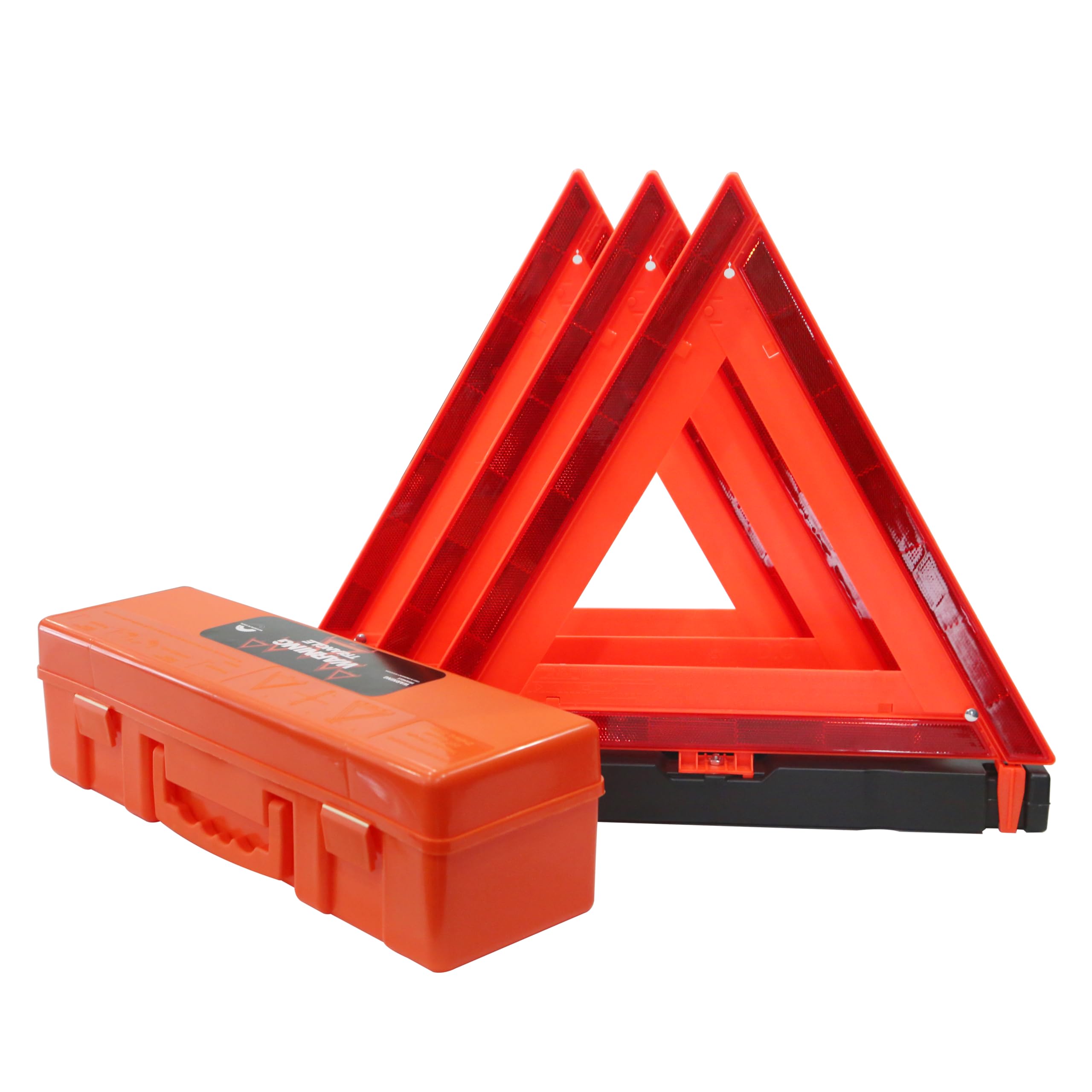Safety Triangles DOT Approved, Standard Warning Triangles Enmergency Reflector, Emergency Triangles for Vehicles with Carry Case(3 Pack,Without Sand)