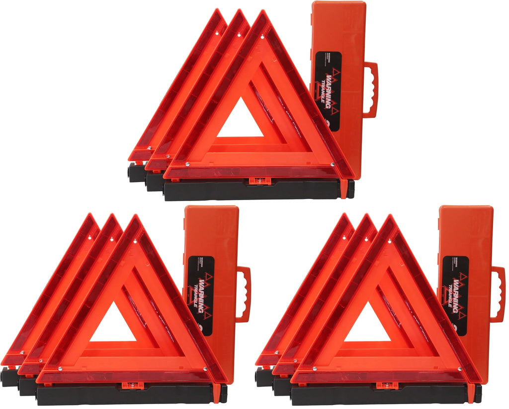 Safety Triangles DOT Approved, Standard Warning Triangles Enmergency Reflector, Emergency Triangles for Vehicles with Carry Case(3 Pack,Without Sand)