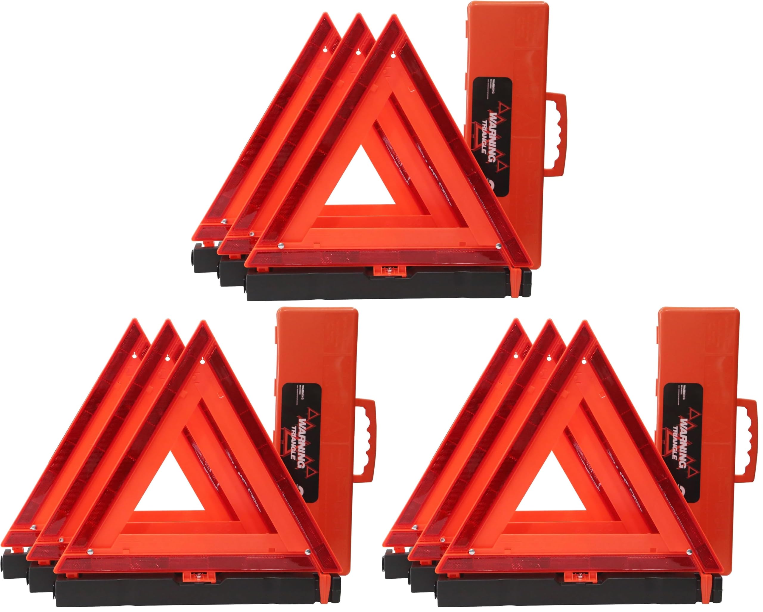 Safety Triangles DOT Approved, Standard Warning Triangles Enmergency Reflector, Emergency Triangles for Vehicles with Carry Case(3 Pack,Without Sand)